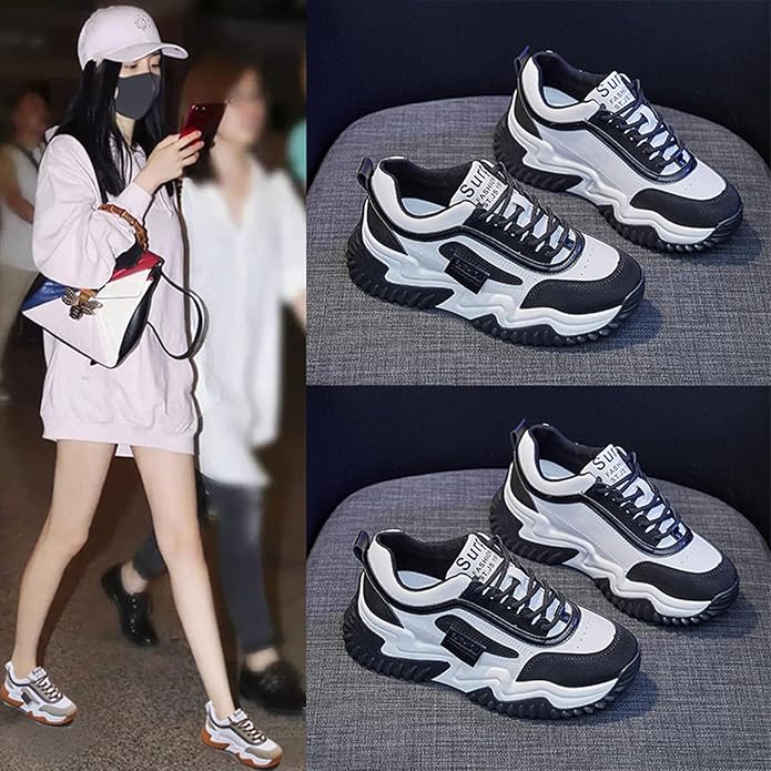 【✩】厚底の高さの増加する女性の靴、カジュアルな毎日 Amazon.co.jp: 女性スニーカー加硫靴厚底靴ホワイトレースアップ